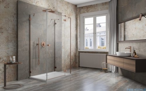 Radaway Essenza Pro Brushed Copper Kdj+S kabina 90x90x90cm prawa  szczotkowana miedź 10097390-93-01R/10098090-01-01/10098090-01-01