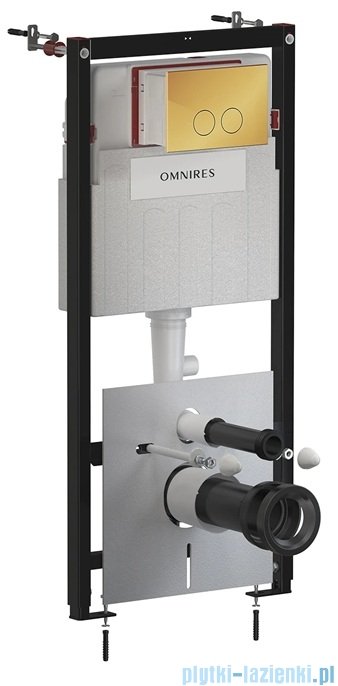 Omnires Flush Set Strongframe stelaż podtynkowy do WC przycisk spłukujący złoty połysk STFWC1M-RGL