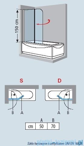 Novellini Parawan Aurora2 120x150cm profil biały szkło aqua AURORAN2-2A