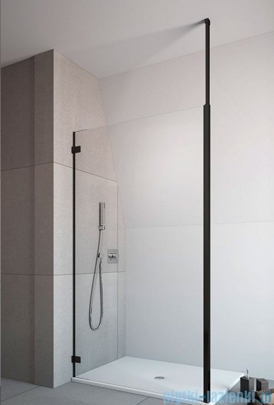 Radaway Modo New Black IV kabina Walk-in 110x75 czarny mat/szkło przejrzyste 389614-54-01/389075-54-01