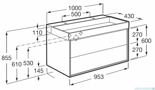 Roca Tura Unik zestaw szafka z umywalką 100x43x60 TERAKOTA  A852036560