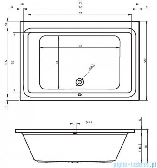 Riho Castello wanna prostokątna 180x120cm z hydromasażem JOY prawa BB77005J2MH1144