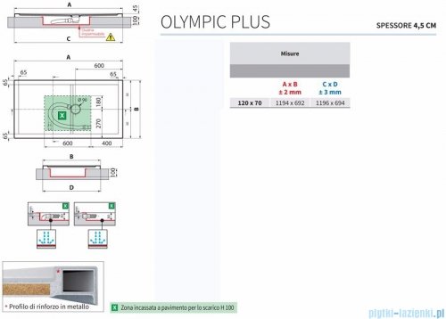 Novellini Olympic Plus brodzik prostokątny 150x70x4,5cm OL150704-30