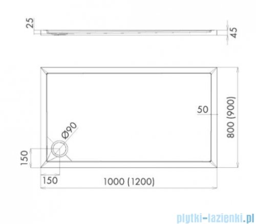 Schedpol Schedline Sharper Cement Stone brodzik prostokątny 90x120x4,5cm 3S.S1P-90120/CT/ST