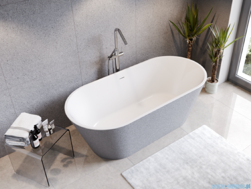Besco Deeva Glam Srebrna Illume Coat 170x80 cm wanna wolnostojąca +  syfon chrom #WWA-170DGSC