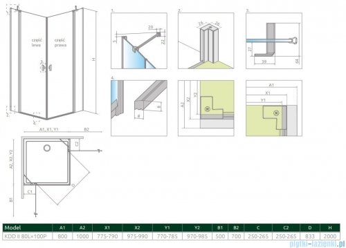 Radaway Nes Black KDD II kabina 80x100 czarny mat/szkło przejrzyste 10031080-54-01L/10031100-54-01R