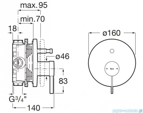 Roca Ona bateria wannowo-prysznicowa podtynkowa Chrom A5A0B9EC00