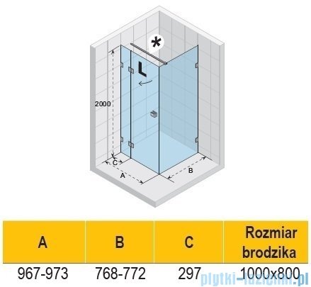 Riho Scandic NXT X203 kabina prysznicowa prawa 100x80cm chrom G001058120