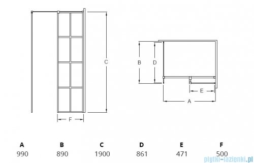 Besco Excea kabina walk-in 100x90cm przejrzyste EXC-109-190B