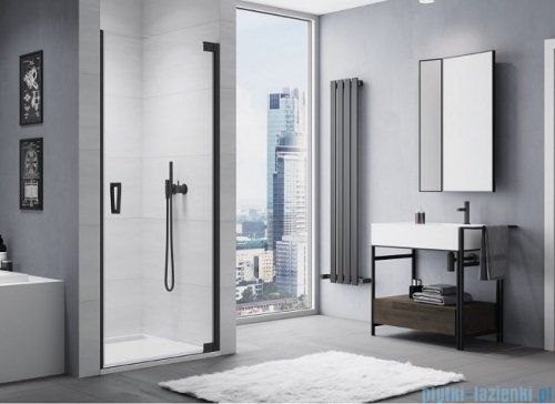 SanSwiss Cadura Black Line drzwi wahadłowe 70cm jednoczęściowe prawe z profilem przyściennym  czarny mat CA1CD0700607