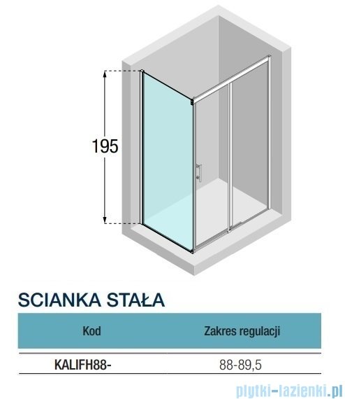 Novellini Kali FH ścianka boczna 90cm profile chrom KALIFH88-1B