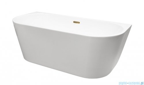 Besco Vica New wanna 160x80cm wolnostojąca przyścienna z przelewem szczelinowym slim syfon klik-klak czarny matt #WAS-160VNCZ