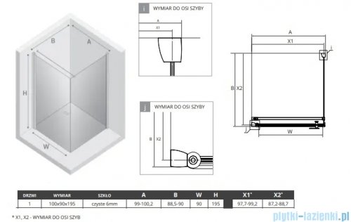 New Trendy New Soleo Light Gold 100x90x195 cm kabina wspornik prosty złoty połysk/szkło przejrzyste K-1847-WP