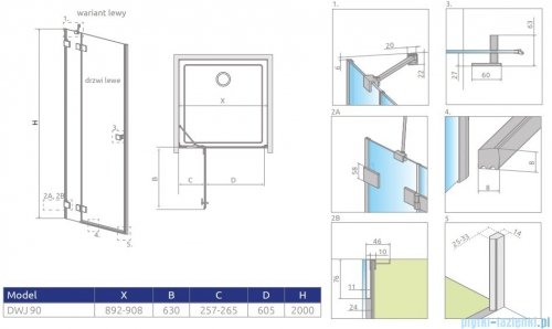 Radaway Essenza Pro Dwj drzwi wnękowe 90cm prawe przejrzyste 10099090-01-01R