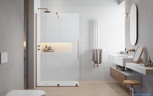 Radaway Furo Brushed Copper kabina Walk-in 80x200cm lewa szczotkowana miedź 10106438-93-01L/10110394-01-01