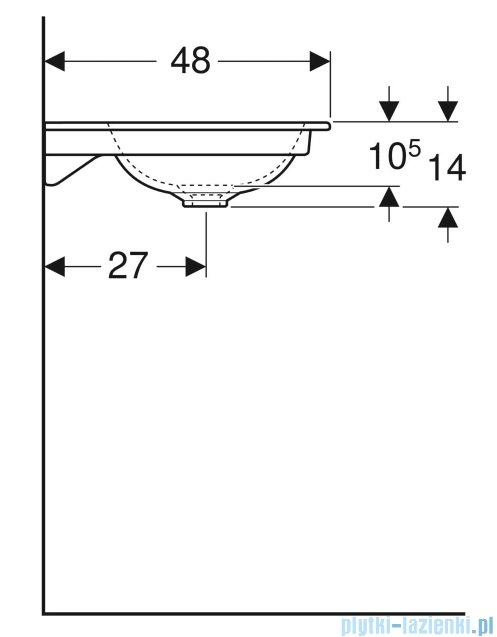 Geberit One Umywalka meblowa bez otworu na baterię 119x48cm KeraTect 505.011.01.5