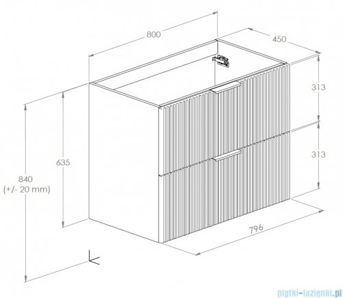 Roca Reef szafka 79x45x63 Fume mat A857955539