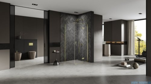 New Trendy Nesta Light Gold kabina 80x110x200 cm prawa wspornik równoległy złoty połysk/szkło przejrzyste K-4524