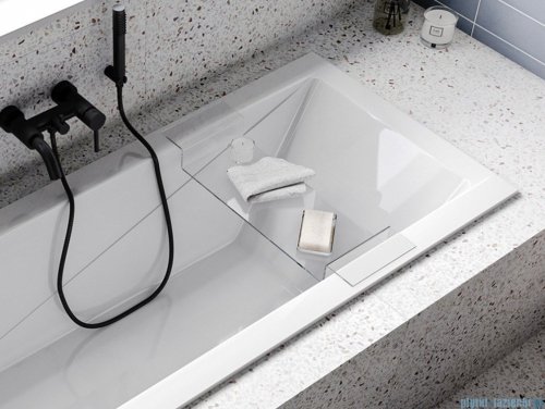 Besco Clear akrylowa półka na wannę 70x25cm przejrzysta PW-CL-70