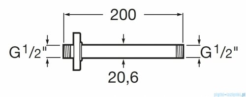 Roca ramię sufitowe do głowic prysznicowych, chrom A5B0550C00