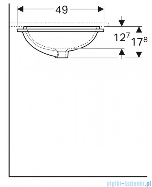 Geberit VariForm Umywalka z przelewem 58x49cm szkliwiony spód 500.765.01.2