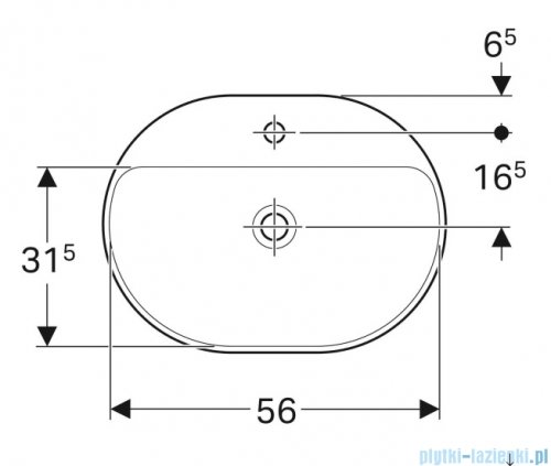 Geberit VariForm Umywalka owalna z półką z otworem na baterię, bez przelewu 60x45cm 500.734.01.2