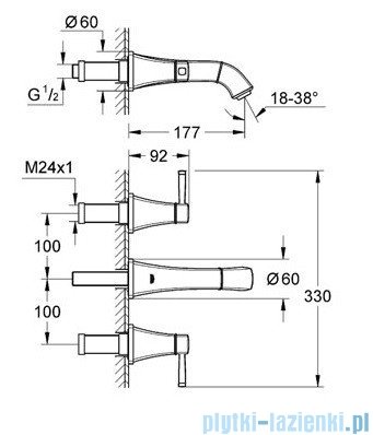 Grohe Grandera 3-otworowa bateria umywalkowa DN15 chrom/złoty 20414IG0