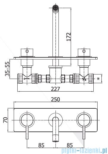 Paffoni Light bateria podtynkowa umywalkowa L-175 mm chrom LIG100CR