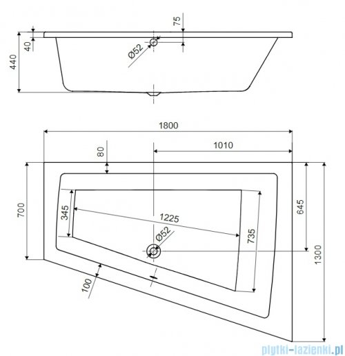 Excellent Strefa Maxi Slim wanna narożna 180x130 cm lewa biała WAEX.SML18WHS