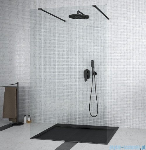 Besco Aveo Due Black kabina walk-in 140x195cm przejrzyste