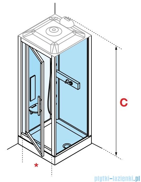 Novellini Glax 3 GF80 kabina z hydromasażem 80x80 chrom GL3GF89T1-1K