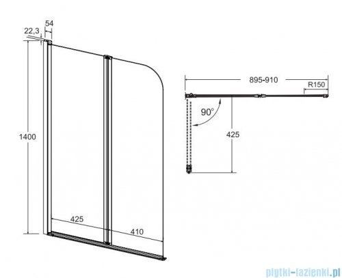 Besco Prime 2 parawan nawannowy 2-częściowy 90x140cm PNP-2S