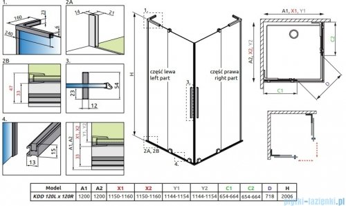 Radaway Furo SL KDD kabina 120x120cm chrom połysk/szkło przejrzyste 10305120-01-01L/10305120-01-01R