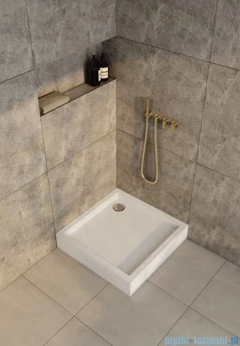 Schedpol Schedline Favory Plus brodzik kwadratowy 80x80x16cm White Stone 3ST.F1K-8080/B/ST