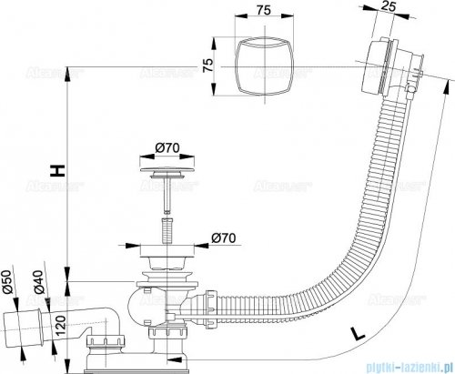 Alcaplast  syfon wannowy automatyczny chrom A51CRM