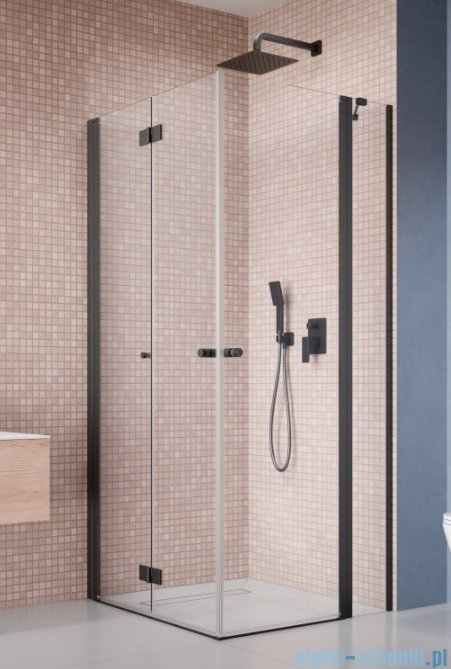 Radaway Nes Black KDD B / KDD II kabina 80x80cm lewa czarny mat przejrzyste 10024080-54-01L/10016080-54-01R