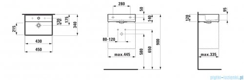 Laufen Kartell umywalka ścienna 45x34cm czarny mat H8183307161041