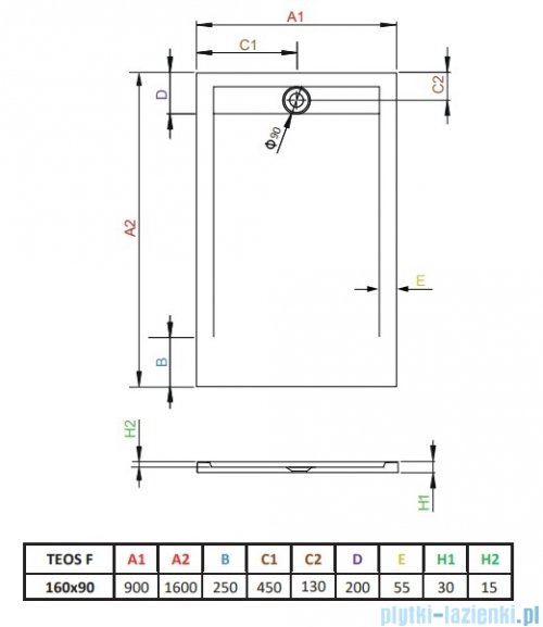 Radaway Teos F brodzik 160x90cm czarny HTF16090-54