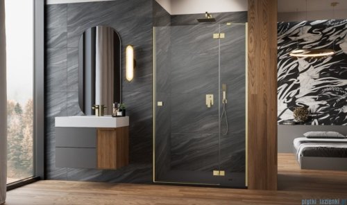Radaway Essenza 8 Brushed Gold Dwj drzwi wnękowe 80cm prawe szczotkowane złoto/szkło przejrzyste 10480512-01-01R/10460237-99-01R