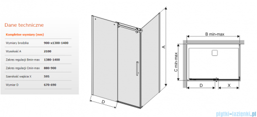 Sanplast kabina KND2/ALTII narożna prostokątna 90x130-140x210 cm grafit 600-121-0931-42-491