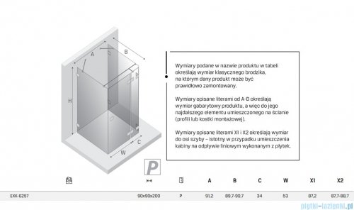 New Trendy Eventa Black Chrome kabina prysznicowa przyścienna 90x90x200 przejrzyste Prawa czarny połysk EXK-6257