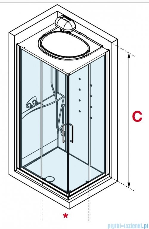 Novellini Eon kabina prostokątna z hydromasażem 100x80 lewa EONA100ST1F-1AK