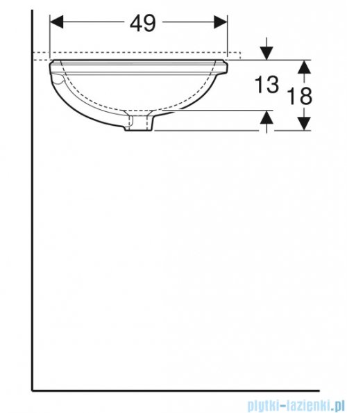 Geberit VariForm Umywalka owalna z przelewem 62,5x49cm KeraTect 500.756.00.2