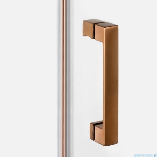 New Trendy Nesta Copper Brushed kabina pięciokątna asymetryczna 100x80x200 cm lewa drzwi prawe miedź szczotkowana/szkło przejrzyste K-4686