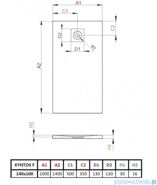Radaway Kyntos F brodzik 140x100cm biały HKF140100-04