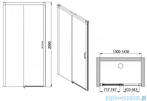 Sanplast Exa Line D2/EXA LINE drzwi przesuwne 130-140x200 cm czarny matowy 600-540-2540-59-401