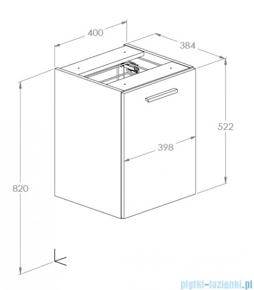 Roca Kwadro moduł boczny z koszem cargo 40x38x53 cm DĄB CANELA A857973808