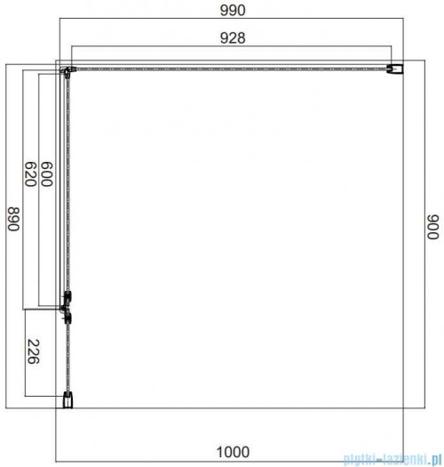 Omnires Manhattan kabina prostokątna 90x100cm szkło przejrzyste MH9010CRTR