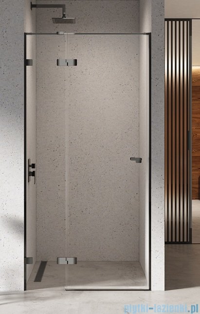 New Trendy Eventa Black Chrome drzwi wnękowe pojedyncze 90x200 cm przejrzyste lewe czarny połysk EXK-6129