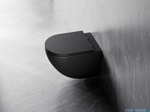 Besco Aspen Ergo Matt Black miska WC wisząca + deska wolnoopadająca Aspen Black czarny matt #ZASE-C-DAC
